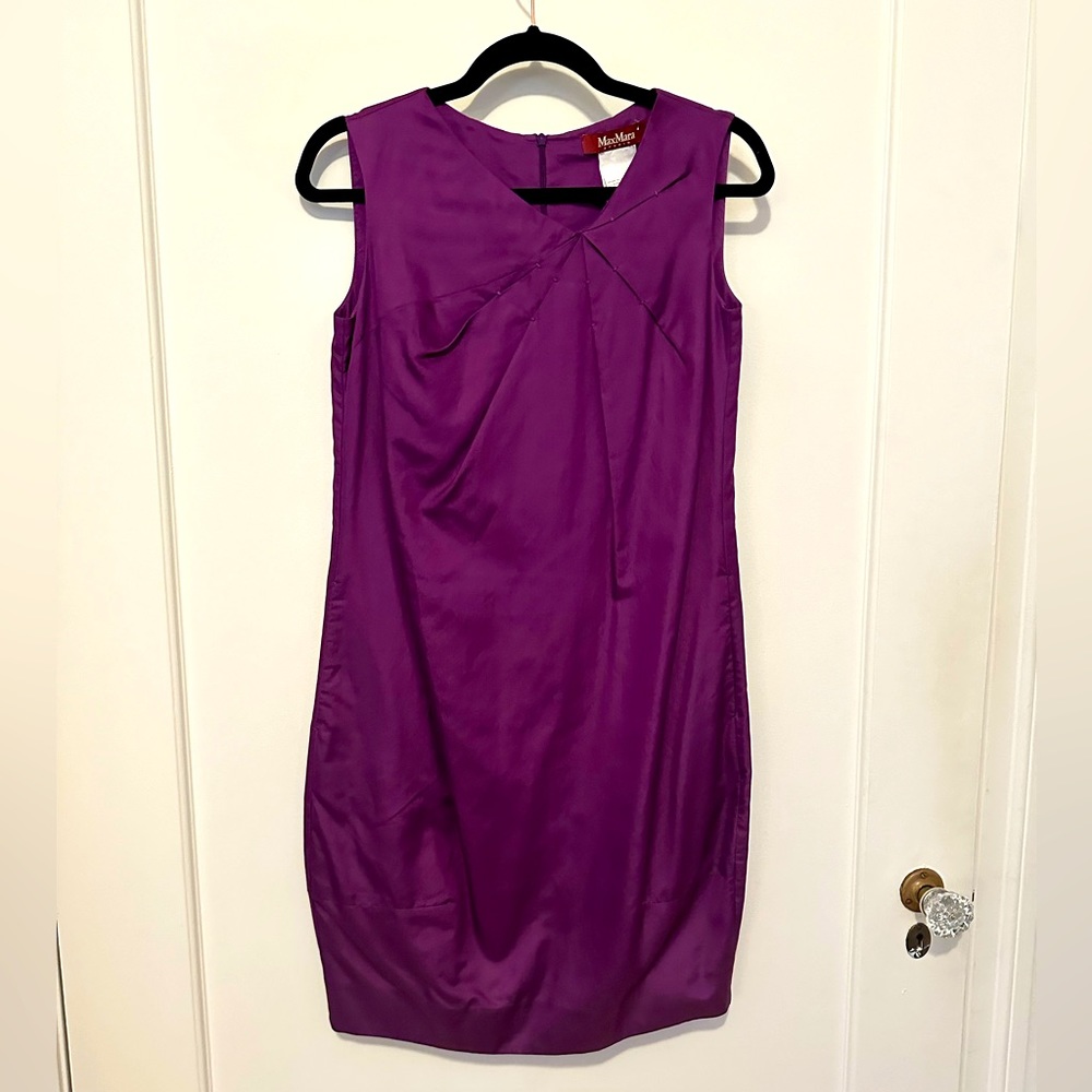 MaxMara purple silk-blend sleeveless sheath dress - Size 4